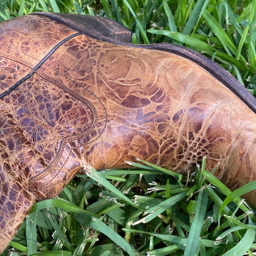 Lucchese 1883 Womens Autumn Dry Leaf Embossed Leather Snip Toe Cowboy Boots 6.5B - Picture 11 of 12
